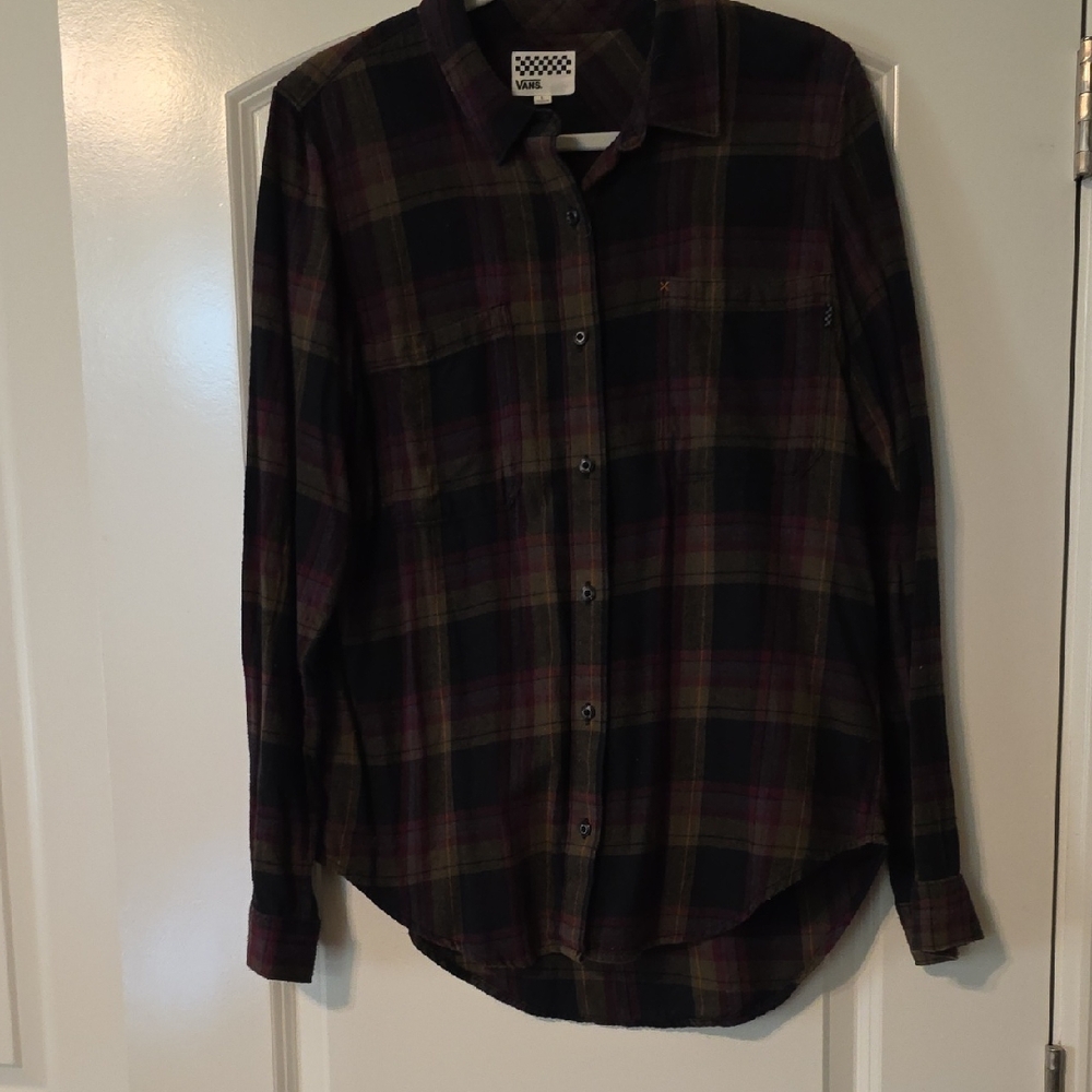 Vans Women's Plaid Shirt - Black and Purple